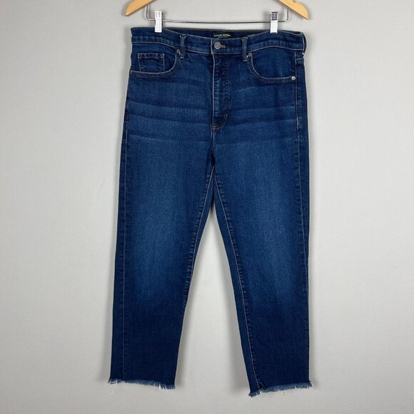 Banana‎ Republic Jeans Womens 31 Blue High Rise Straight Raw Hem Ankle Denim - Picture 1 of 13